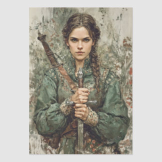 Fantasy Decoupage der mittelalterlichen Kriegerin Seidenpapier