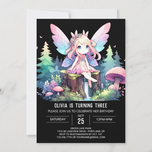 Fantasy Design Fairy Birthday Einladung (Vorderseite)