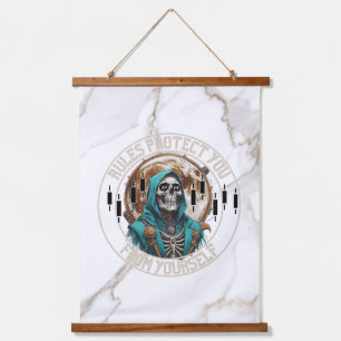 Fantasy-Design Marmor Sensenmann Motivation Wandteppich Mit Holzrahmen