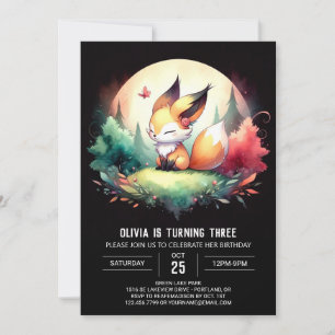 Fantasy Digital Fox Geburtstag Einladung