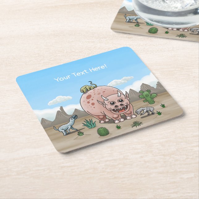 Fantasy Dinosaurier Rechteckiger Pappuntersetzer (angewinkelt)