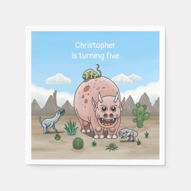 Fantasy-Dinosaurier Serviette (Vorderseite)