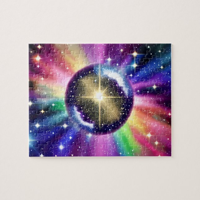 Fantasy Disco Ball Burning on Rainbow Energy Puzzle (Horizontal)