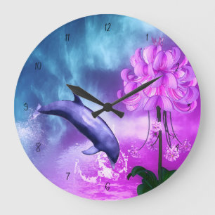 Fantasy Dolphin Große Wanduhr