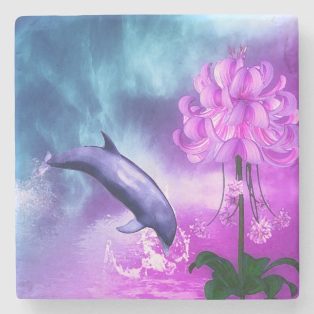 Fantasy Dolphin Steinuntersetzer (Vorderseite)