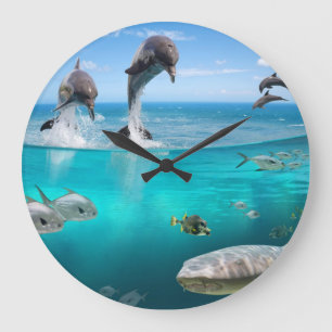Fantasy Dolphins Wall Clock Große Wanduhr