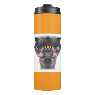 Fantasy Double Headed Mutant Black Cat Thermosbecher