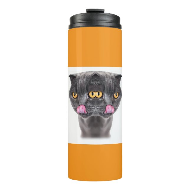 Fantasy Double Headed Mutant Black Cat Thermosbecher (Vorderseite)