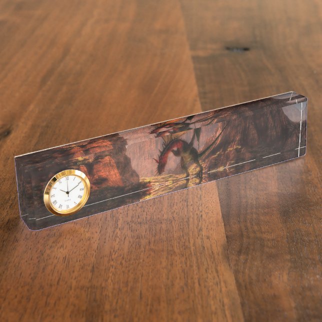 Fantasy-Drache in den Bergen Namensplakette (Seite)