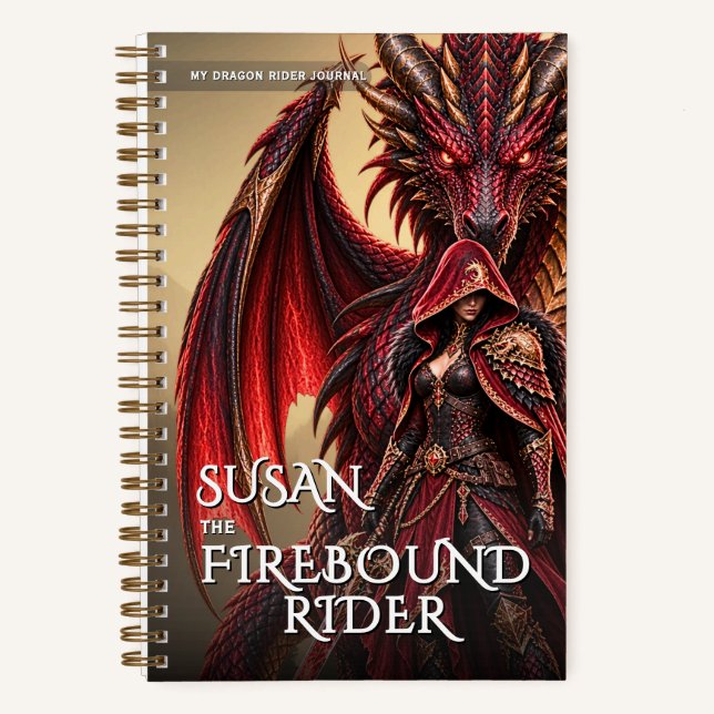 Fantasy-Drache-Reiter-Mythisches-Abenteuer Notizbuch (Vorderseite)