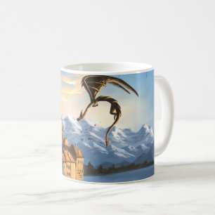 Fantasy-Drache über dem Schloss Kaffeetasse