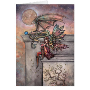 Fantasy-Drache und Feen-Kunstkarte Molly Harrison