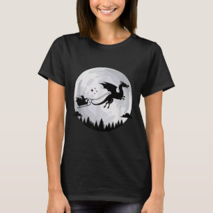 Fantasy-Drachen-Mond-Schlitten, Santa gezogen von T-Shirt