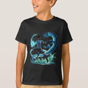 Fantasy Dragon African American Black Man Superhel T-Shirt