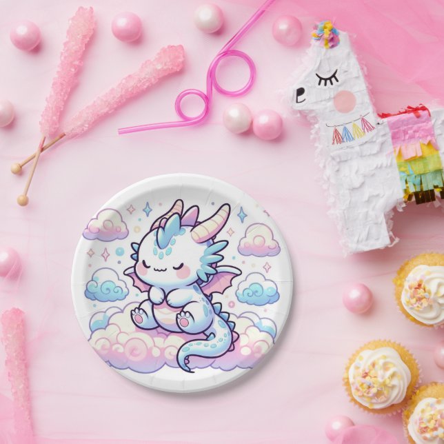 Fantasy Dragon Baby Dusche Pappteller (Party)