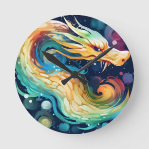 Fantasy Dragon Dream Tier 2 Runde Wanduhr