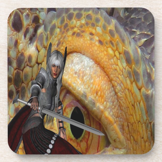 Fantasy Dragon Folk Tale Getränkeuntersetzer (Vorderseite)