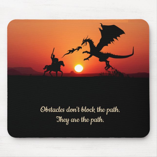 Fantasy Dragon Knight Inspiration Motivierend Mousepad (Vorne)