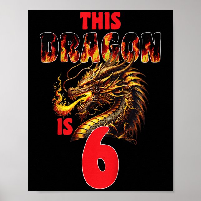 Fantasy Dragon Thema für Kinder drehen 6 Geburtsta Poster (Vorne)