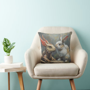 Fantasy Dragon und Kaninchen Kissen