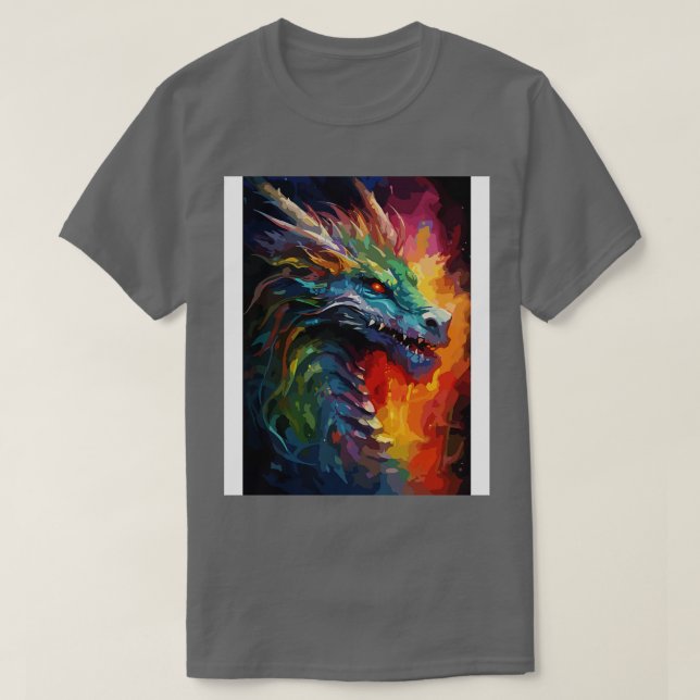 Fantasy Dragon Wasserfarben Malerei Abstrakt Art 1 T-Shirt (Design vorne)