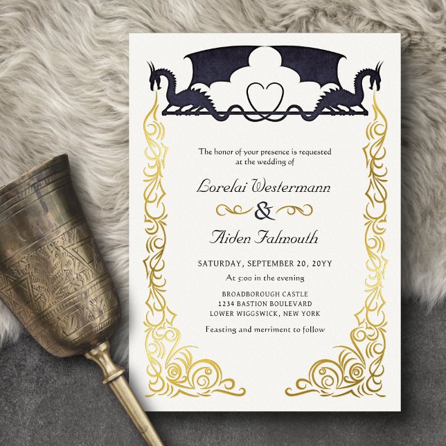 Fantasy Dragon Wedding Folieneinladung (Von Creator hochgeladen)