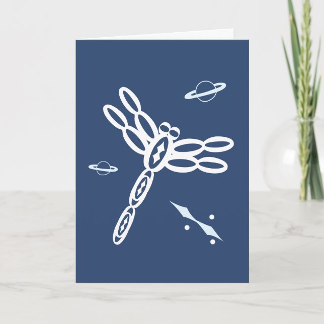 Fantasy Dragonfly and OuterSpace Rift, blue, white Karte (Vorderseite)