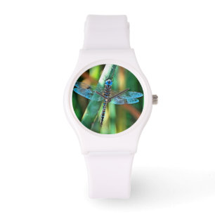 Fantasy Dragonfly in Türkis und Schwarz Armbanduhr