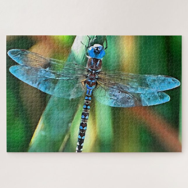 Fantasy Dragonfly in Türkis und Schwarz Puzzle (Horizontal)