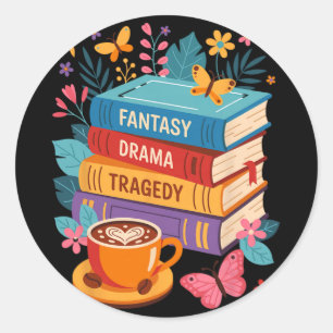 Fantasy Drama Tragedy Books Subtile Anti-Trump Runder Aufkleber
