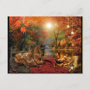 Fantasy Dreaming Girl and Horse Postkarte