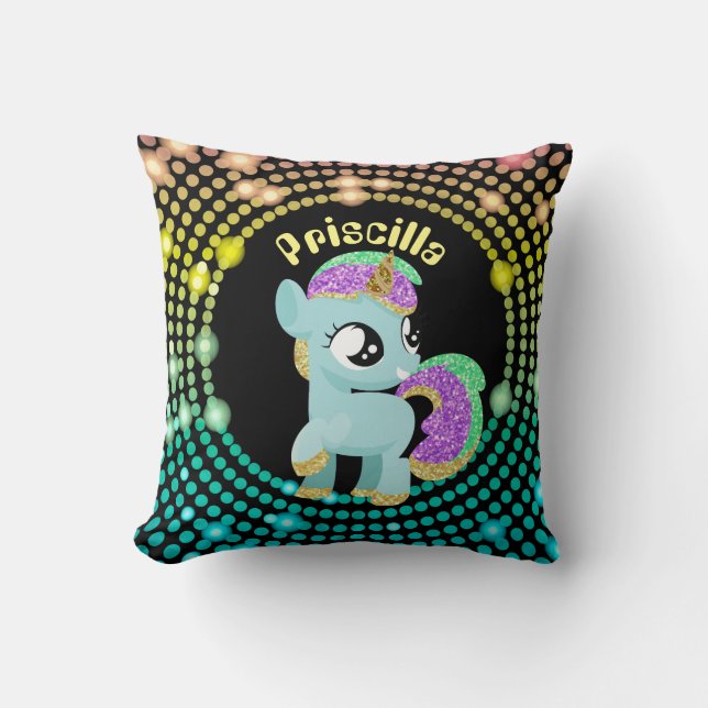 Fantasy Einhorn personalisierbare Mädchen Zimmer K Kissen (Vorderseite)