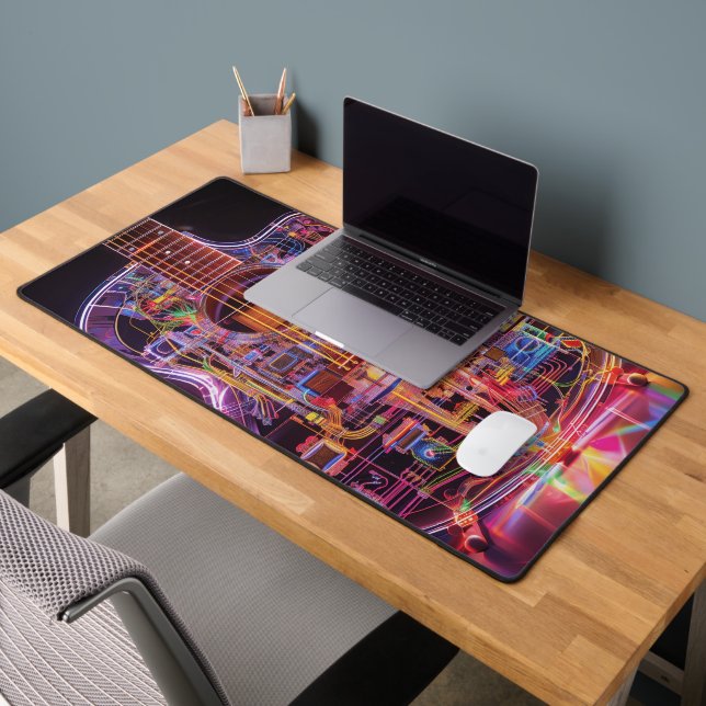 Fantasy Electro Neon Glass Gitarre Digitale Kunst Schreibtischunterlage (Büro 2)