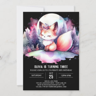 Fantasy Elegane Fox Geburtstag digital Einladung