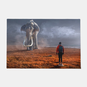 Fantasy Elephant and Man Fußmatte