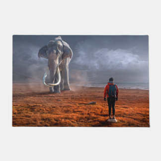 Fantasy Elephant and Man Fußmatte