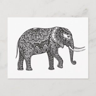 Fantasy Elephant Doodle Postkarte