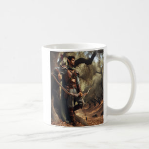 Fantasy Elf Archer Ruhen im verzauberten Eichenwal Kaffeetasse