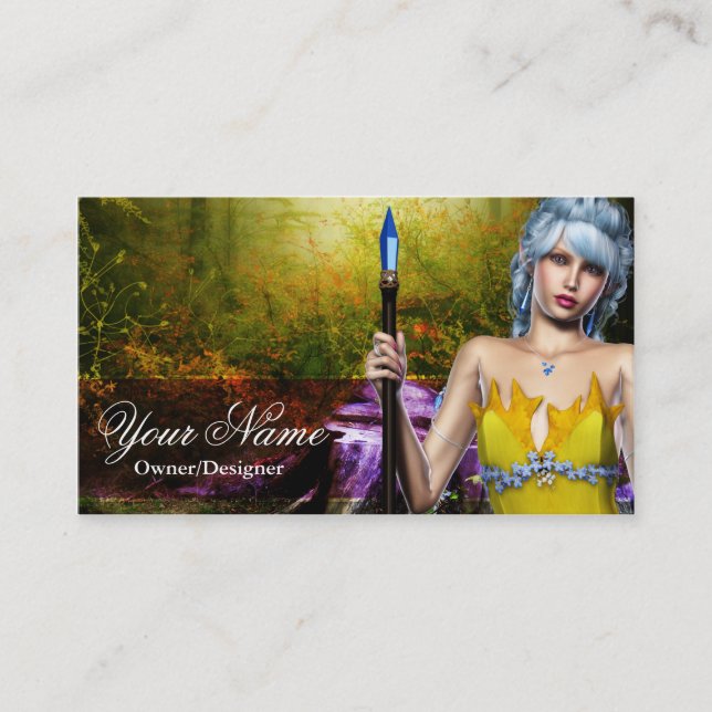 Fantasy Elf in Woods Business Cards Design 4 Visitenkarte (Vorderseite)
