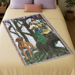 Fantasy-Elfenbogenschütze Vizsla Hund Verzauberter Decke