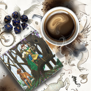 Fantasy-Elfenbogenschütze Vizsla Hund Verzauberter Glasuntersetzer