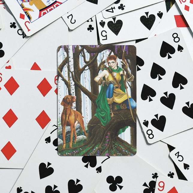 Fantasy-Elfenbogenschütze Vizsla Hund Verzauberter Spielkarten (Von Creator hochgeladen)