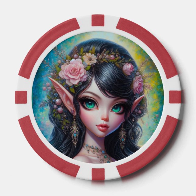 Fantasy Elven Woman  Pokerchips (Vorderseite)