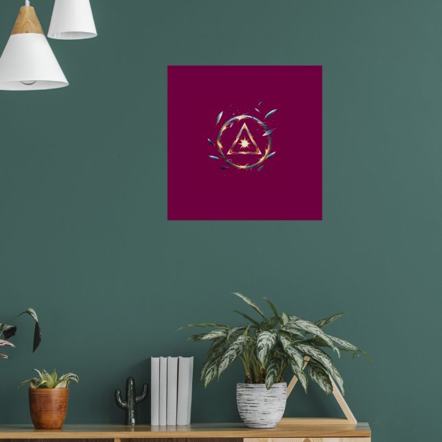 Fantasy Emblem with Floating Blades – Magical Ener Poster (Wohnzimmer 1)