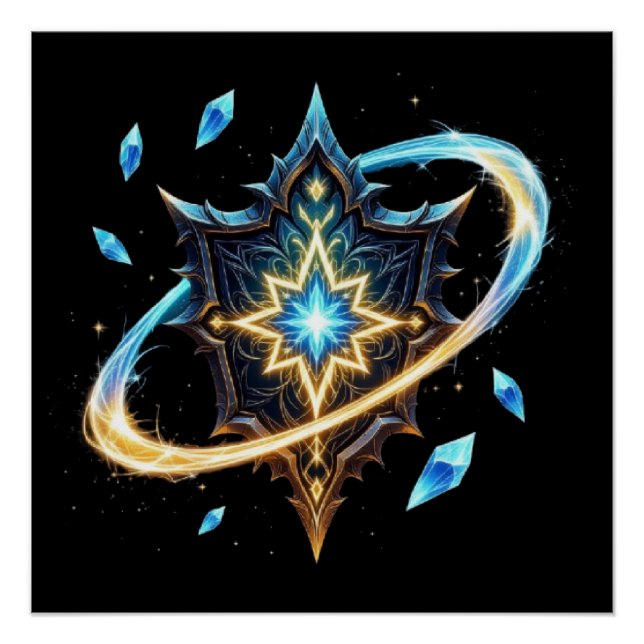 Fantasy Emblem with Floating Blades – Magical Ener Poster (Vorderseite)