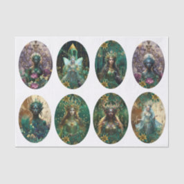 Fantasy Emerald Queens of the Forest Decoupage Seidenpapier