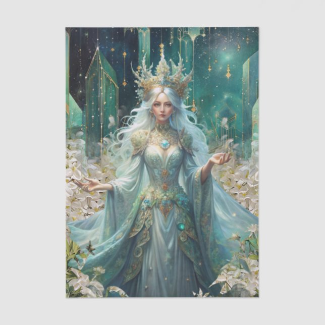 Fantasy Emerald Queens of the Forest Decoupage Seidenpapier (Vorderseite)