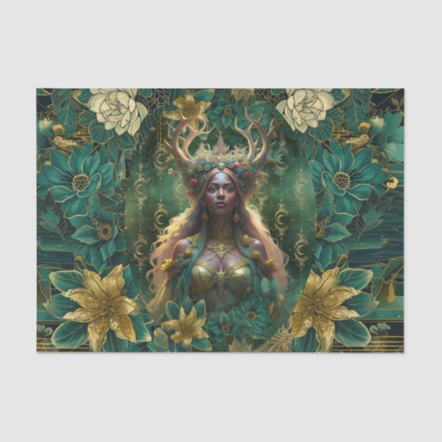 Fantasy Emerald Queens of the Forest Decoupage Seidenpapier (Vorderseite)