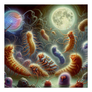 Fantasy EMF Parasiten Party on Full Moon Art Poster