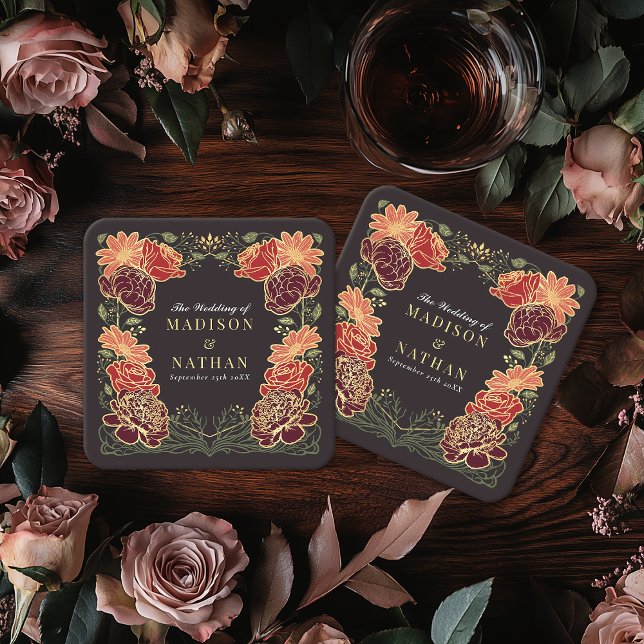 Fantasy Enchanted Blumengarten Hochzeit Rechteckiger Pappuntersetzer (Von Creator hochgeladen)